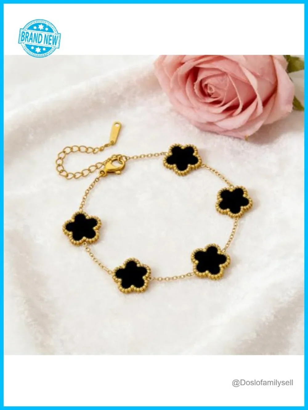 18K Gold Plated Dainty Lucky Clover Bracelet Stackable